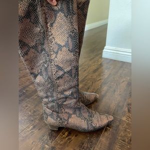 Jazz fake snake calf heeled boots